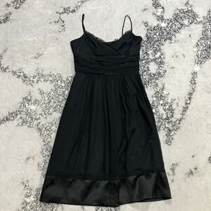 Laundry by Shelli Segal Black Silk Chiffon Cocktail Dress Spaghetti Strap Size 4